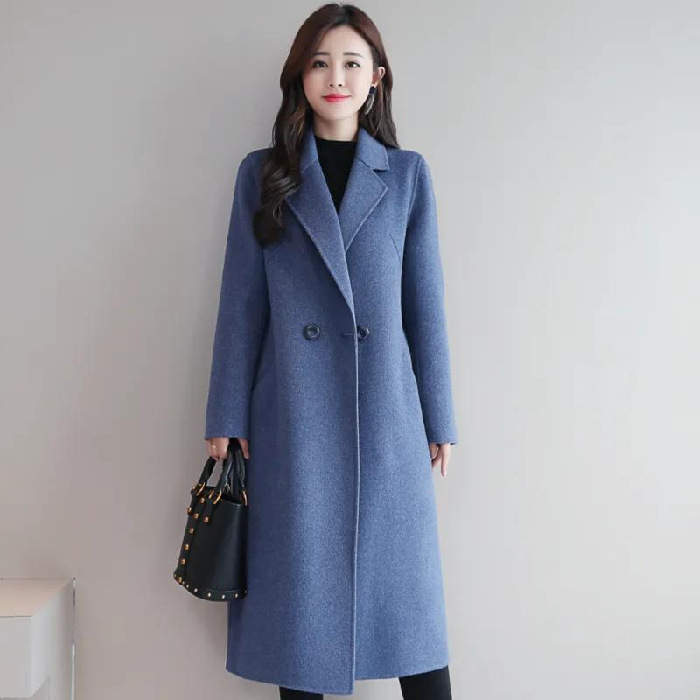 Western Couture Women's Heavy Structured Wool-Blend Trench Coat - Thick Winter Overcoat