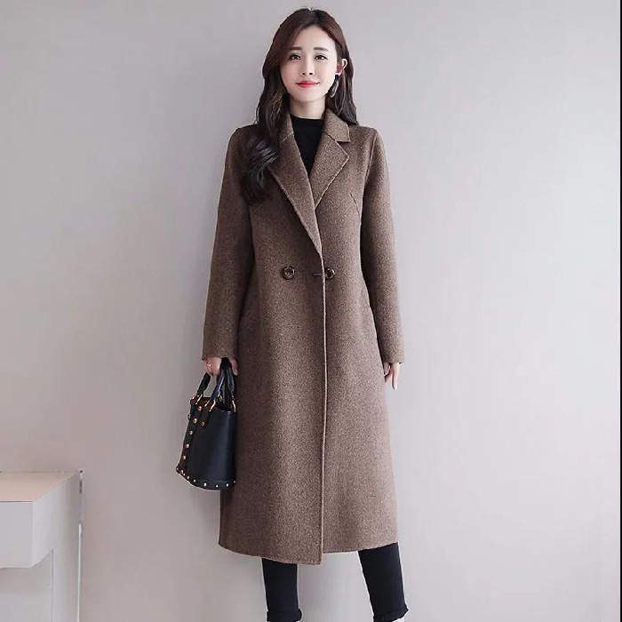 Western Couture Women's Heavy Structured Wool-Blend Trench Coat - Thick Winter Overcoat