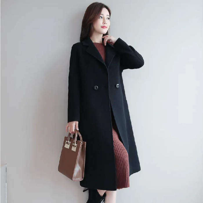Western Couture Women's Heavy Structured Wool-Blend Trench Coat - Thick Winter Overcoat