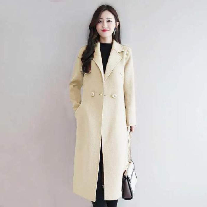 Western Couture Women's Heavy Structured Wool-Blend Trench Coat - Thick Winter Overcoat