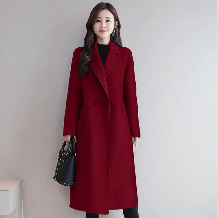 Western Couture Women's Heavy Structured Wool-Blend Trench Coat - Thick Winter Overcoat