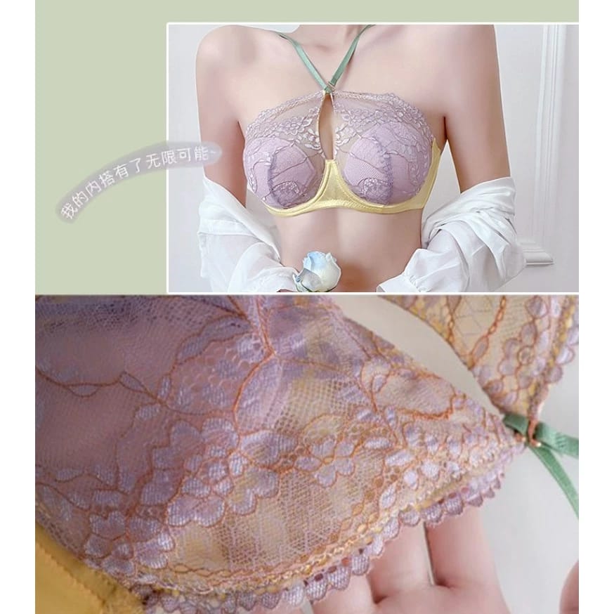 Western Couture Avant-Garde Keyhole Halter Underwired Lace Bra & Panty Set