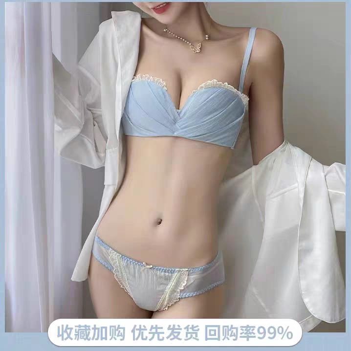 Western Couture Premium Imported Multiway Padded Lace Bra - Powder Blue (Fits 32-34 Band)