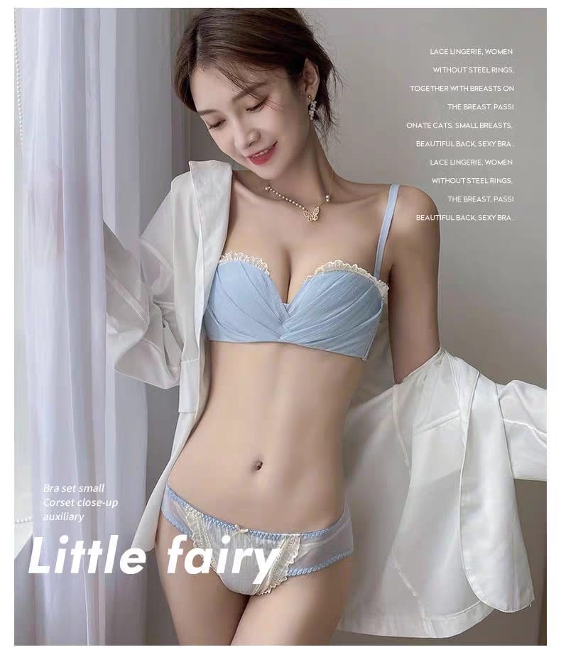 Western Couture Premium Imported Multiway Padded Lace Bra - Powder Blue (Fits 32-34 Band)