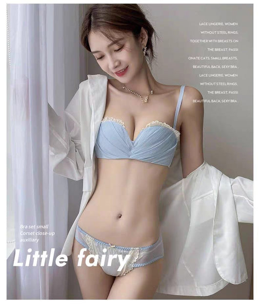 Western Couture Premium Imported Multiway Padded Lace Bra - Powder Blue (Fits 32-34 Band)