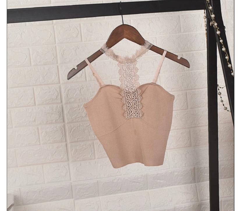 Western Couture Women's Lace Halter Choker Cami Top - Sexy Ribbed Spaghetti Strap Party Wear Crop Top