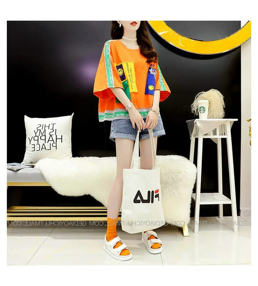 Western Couture Women Graphic Print Colorblock Boat Neck Cotton Blend Multicolor T-Shirt