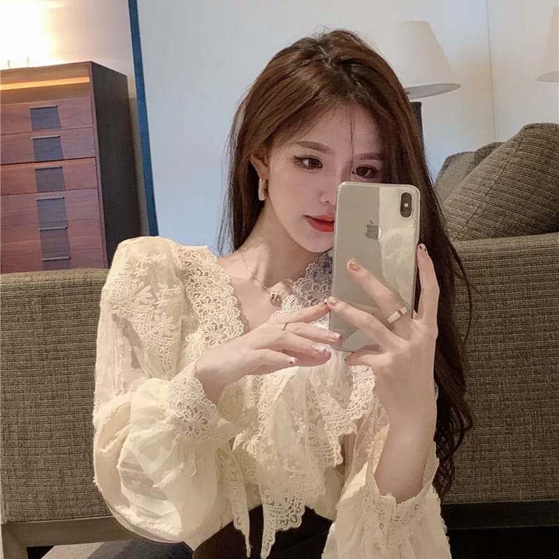 Western Couture Imported Mesh Net Beautiful Partywear Full Sleeves Top