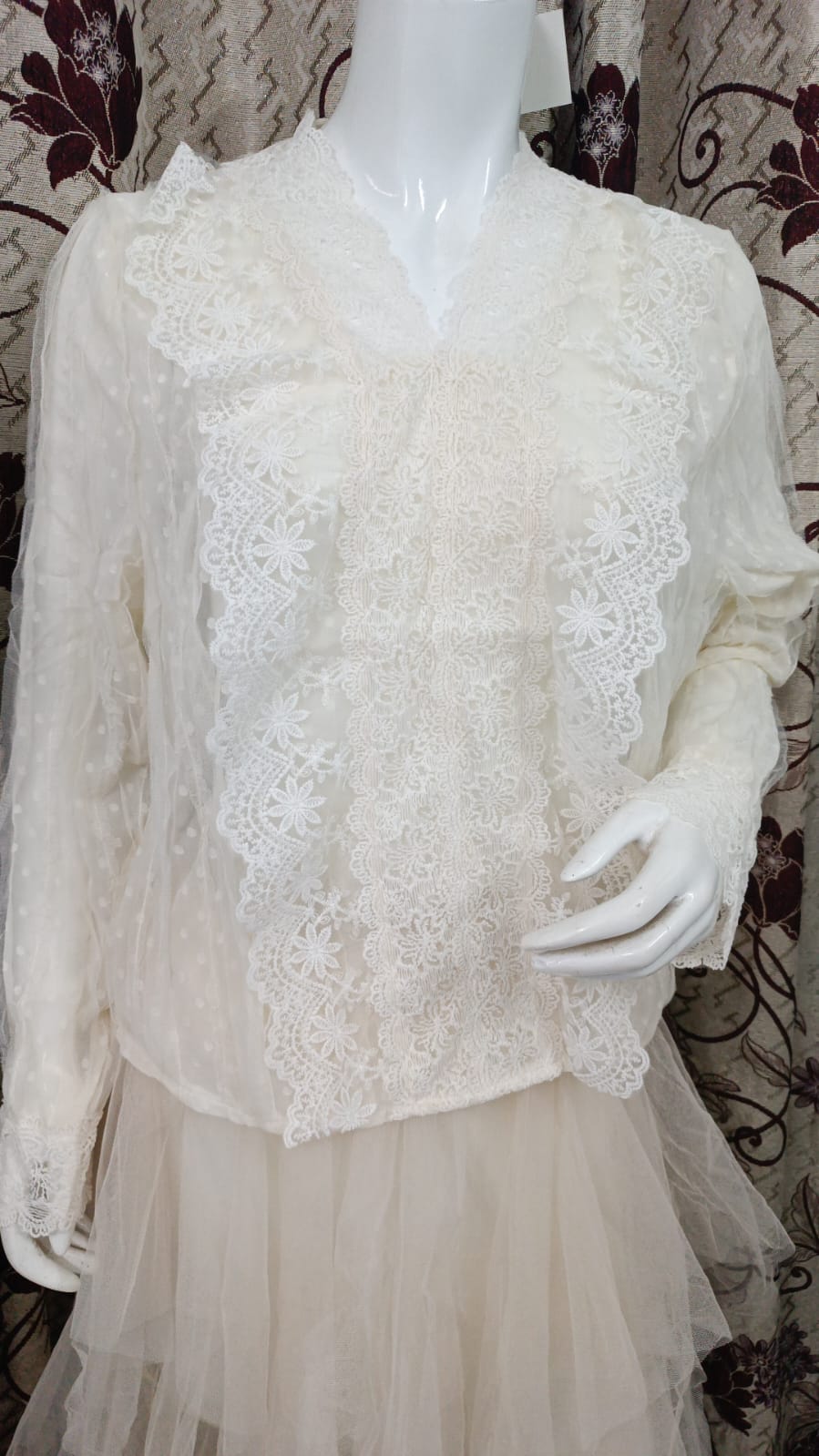 Western Couture Imported Mesh Net Beautiful Partywear Full Sleeves Top