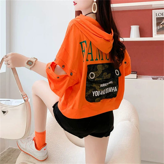 Western Couture Imported Short Sleeves Hooded T-Shirt