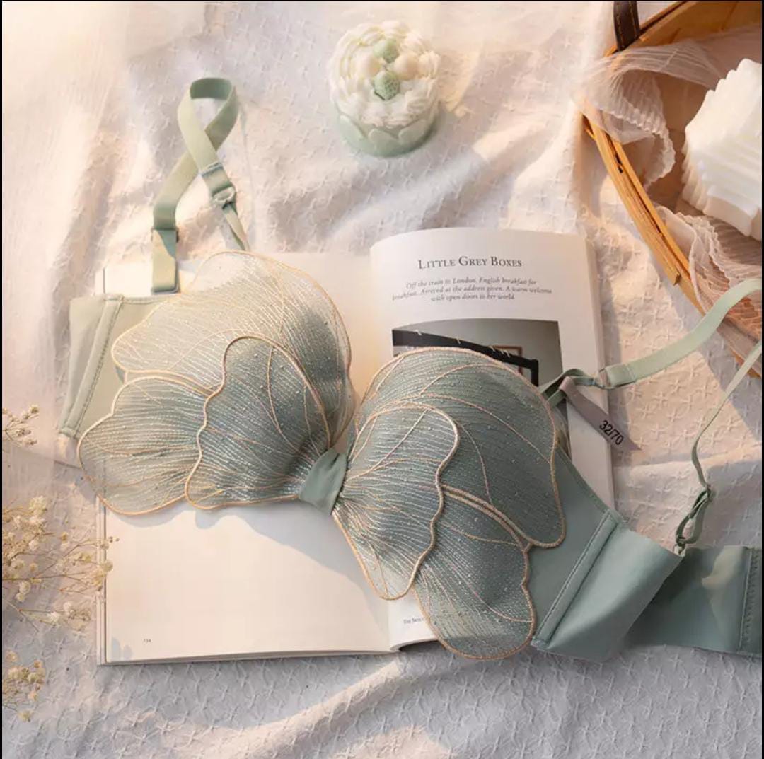 Butterfly Wing Lingerie Set - Mint Green Flat Lay