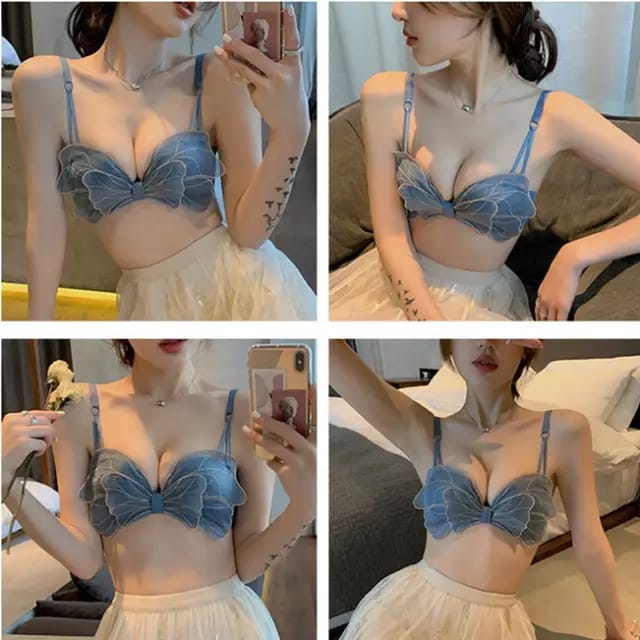 Butterfly Wing Bra - Steel Blue Worn Collage