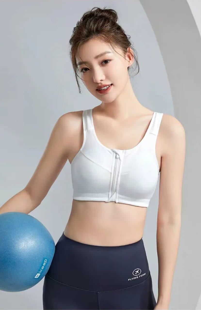 Western Couture Women's High-Impact Front-Zip Sports Bra - Padded Yoga Bralette