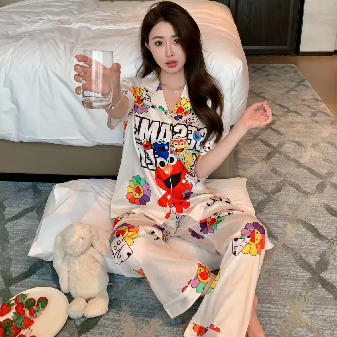 Western Couture Women's 3-Piece Cartoon Print Nightwear Set - Cotton Lounge Wear