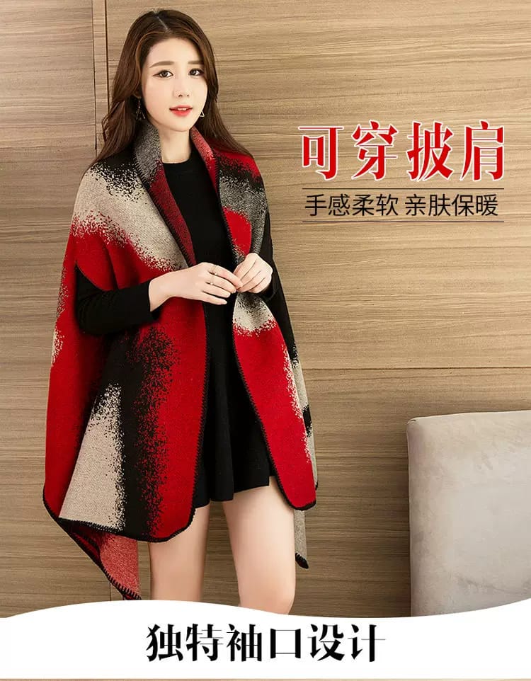 • Western Couture Women's Luxury Knit Poncho Cape - Premium Warm Open-Front Winter Shawl Wrap Scarf (Free Size)