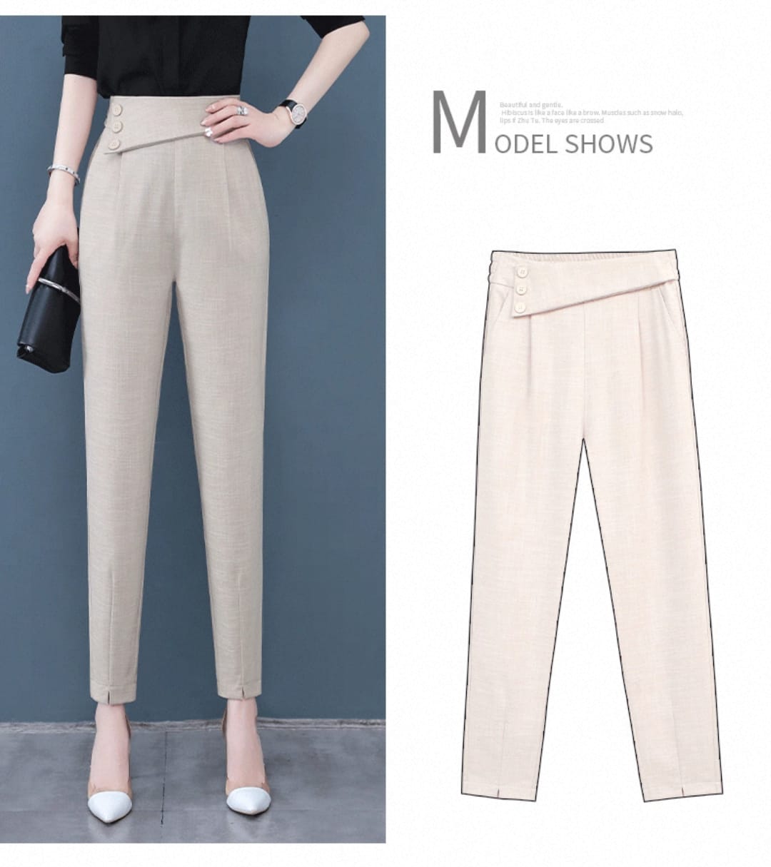 Western Couture Corporate Edge High-Waist Asymmetric Buttoned Trousers