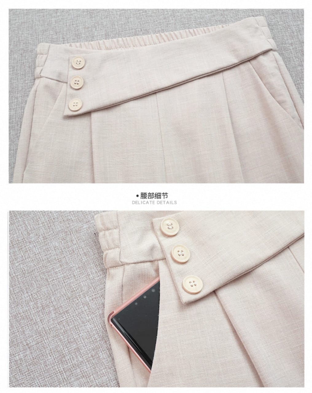 Western Couture Corporate Edge High-Waist Asymmetric Buttoned Trousers