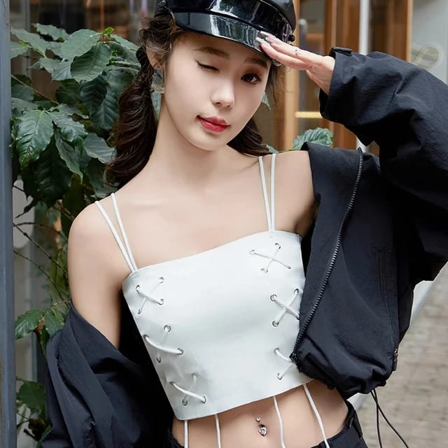 Western Couture Grunge Lace-Up Padded Corset Camisole Tank Top