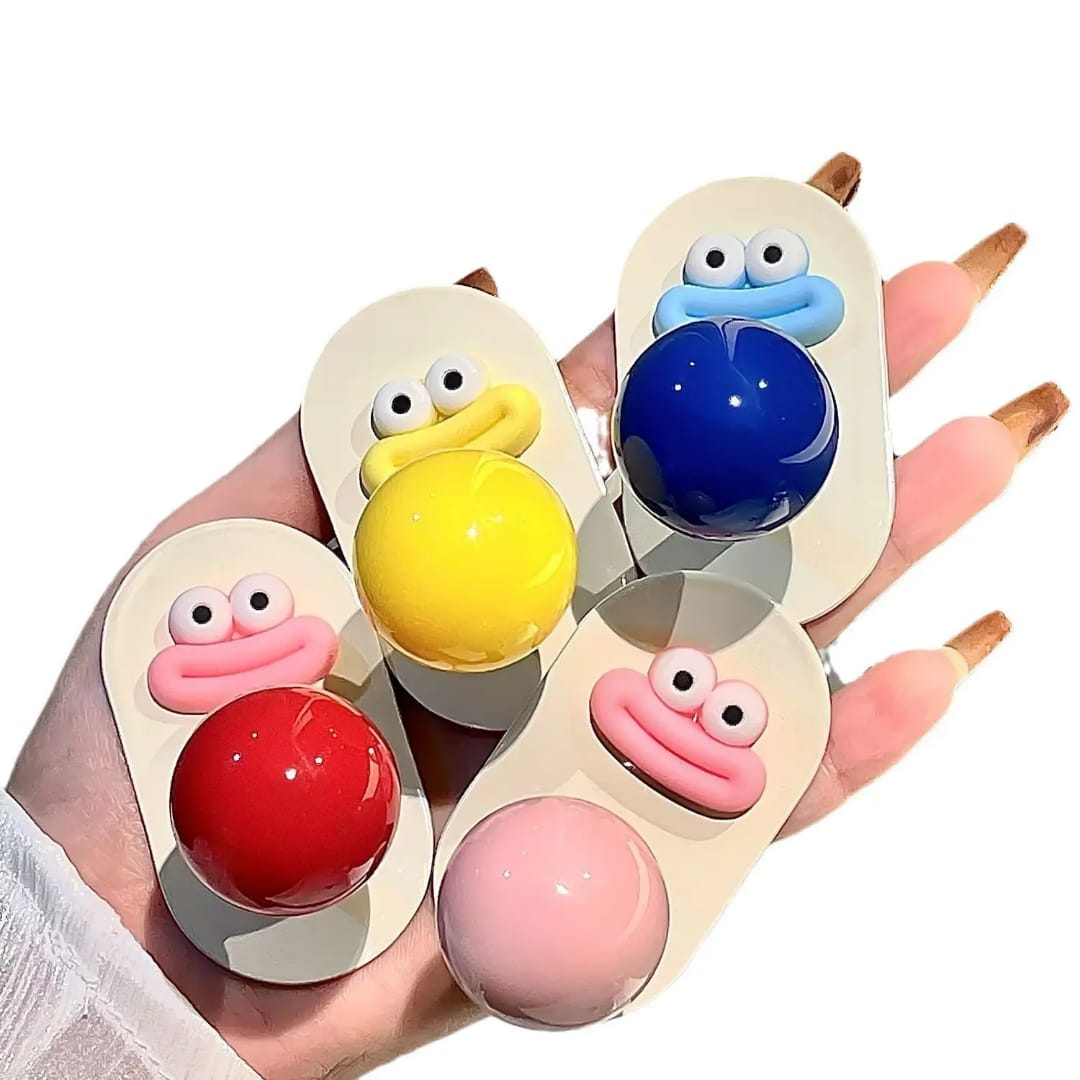 Cute cartoon face self adhesive wall hooks in 4 colours - set of 4