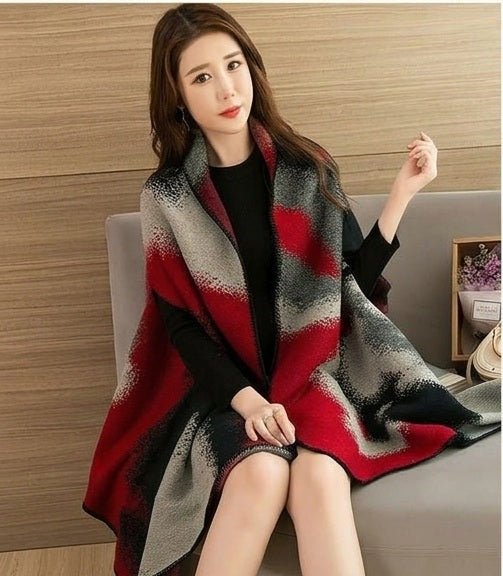 • Western Couture Women's Luxury Knit Poncho Cape - Premium Warm Open-Front Winter Shawl Wrap Scarf (Free Size)