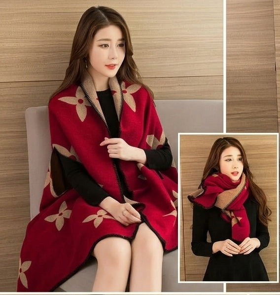 • Western Couture Women's Luxury Knit Poncho Cape - Premium Warm Open-Front Winter Shawl Wrap Scarf (Free Size)