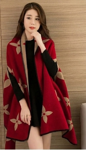 • Western Couture Women's Luxury Knit Poncho Cape - Premium Warm Open-Front Winter Shawl Wrap Scarf (Free Size)