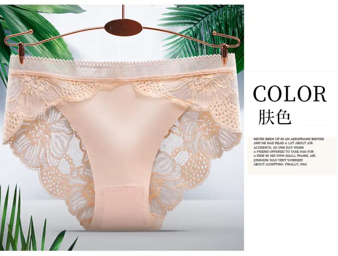 Women's Ice Silk Lace Panty, Free Size, Imported Embroidered Lace Material, Floral Pattern, Breathable | XXS - 28-30 Inches Waist
