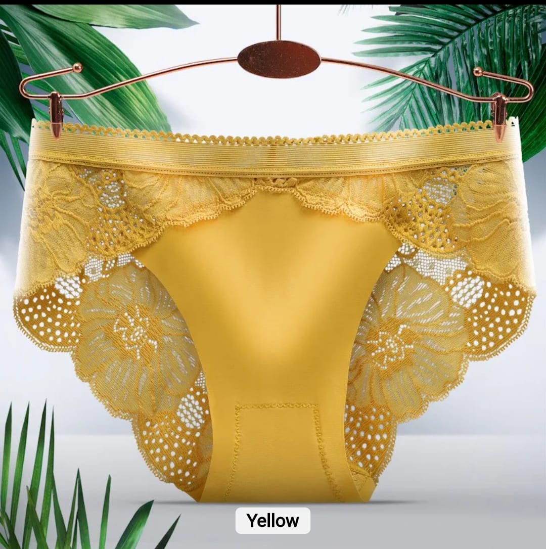 Women's Ice Silk Lace Panty, Free Size, Imported Embroidered Lace Material, Floral Pattern, Breathable | XXS - 28-30 Inches Waist