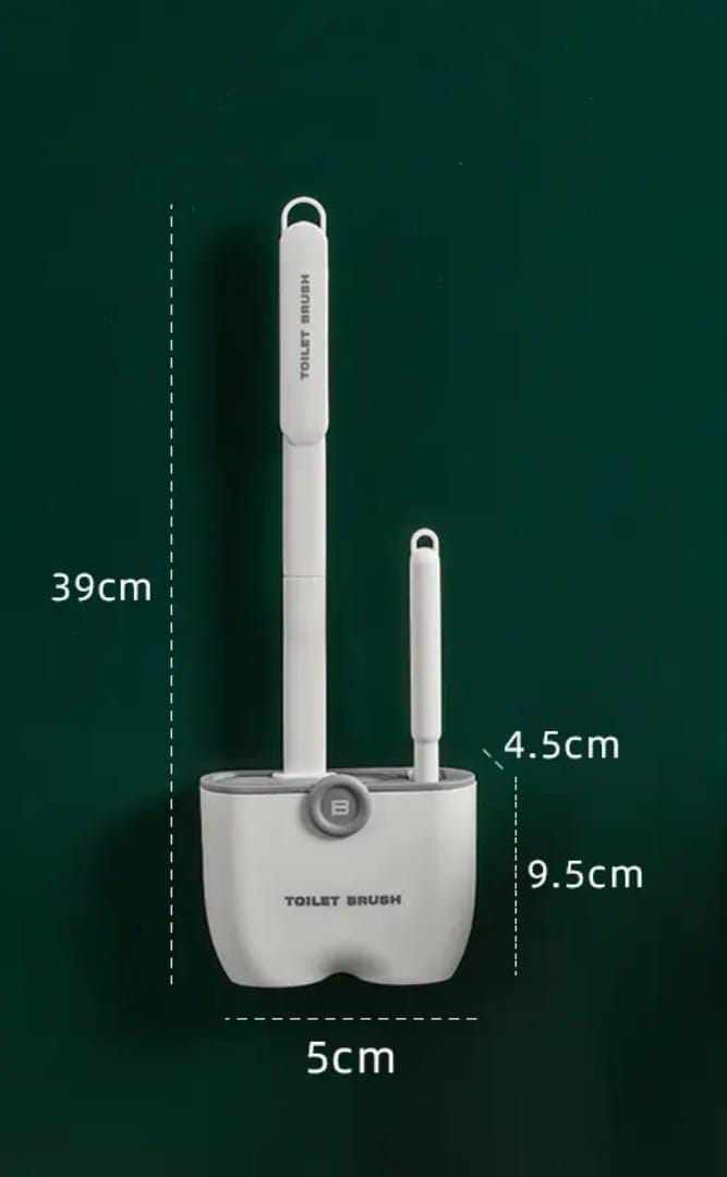 Silicon toilet brush dimensions - 39cm height, 9.5cm holder, 4.5cm head width