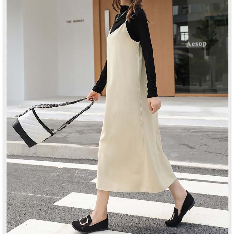 Western Couture Minimalist Layering Suspender Midi Slip Dress