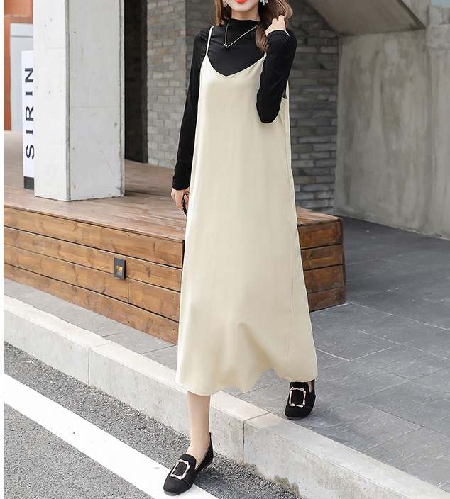 Western Couture Minimalist Layering Suspender Midi Slip Dress