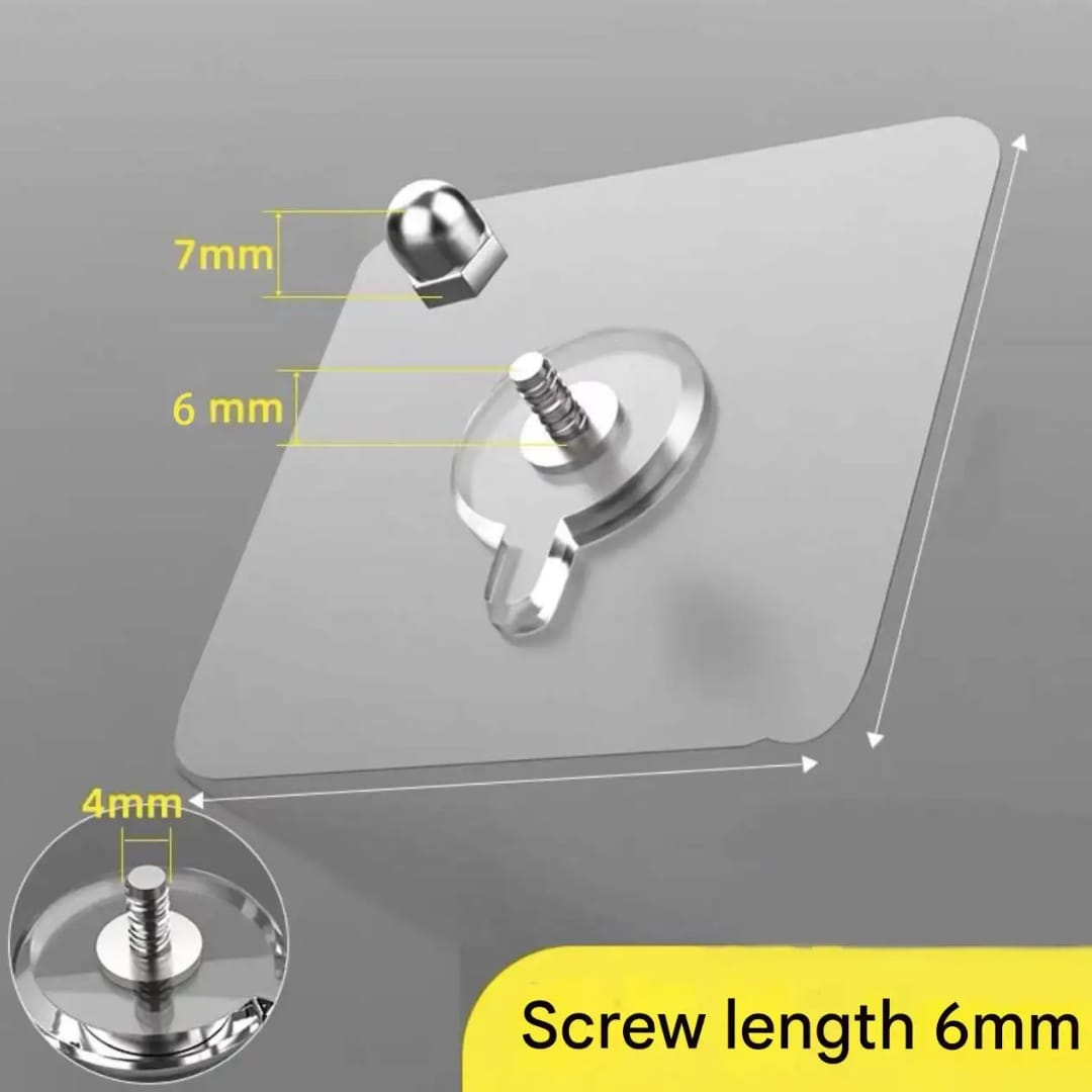 Adhesive clip used to mount acrylic shelf on wall