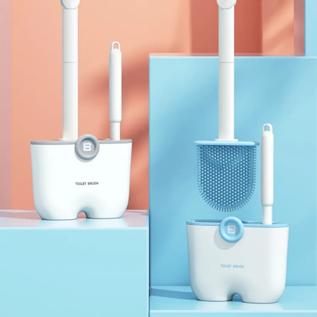 360 degree flexible brush reaching U-bend of toilet