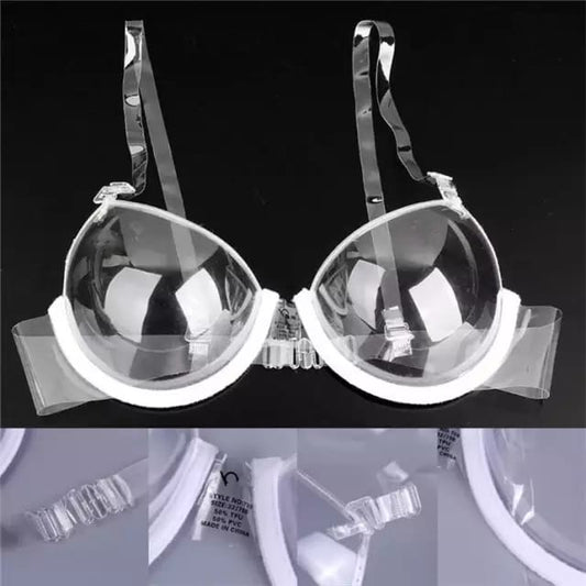 Crystal Clear Transparent Plastic Bra for Women