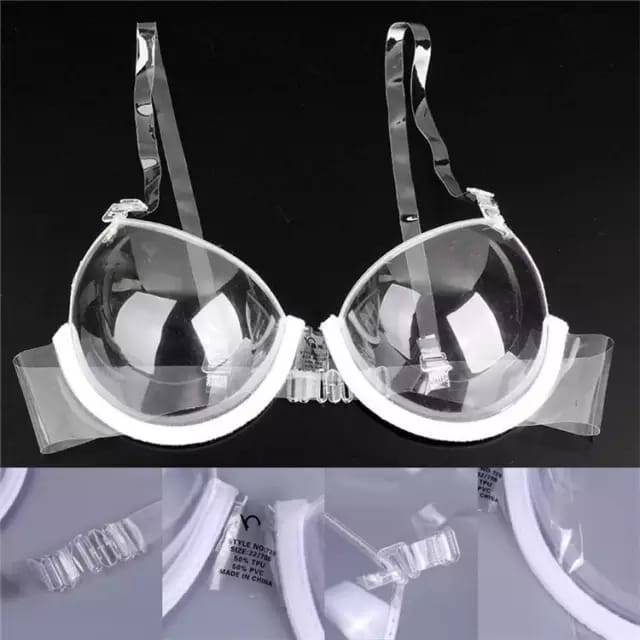 Crystal Clear Transparent Plastic Bra for Women