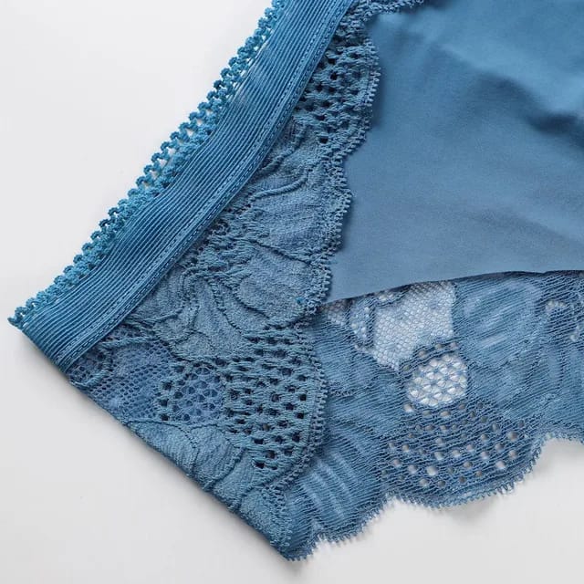 Women's Ice Silk Lace Panty, Free Size, Imported Embroidered Lace Material, Floral Pattern, Breathable | XXS - 28-30 Inches Waist
