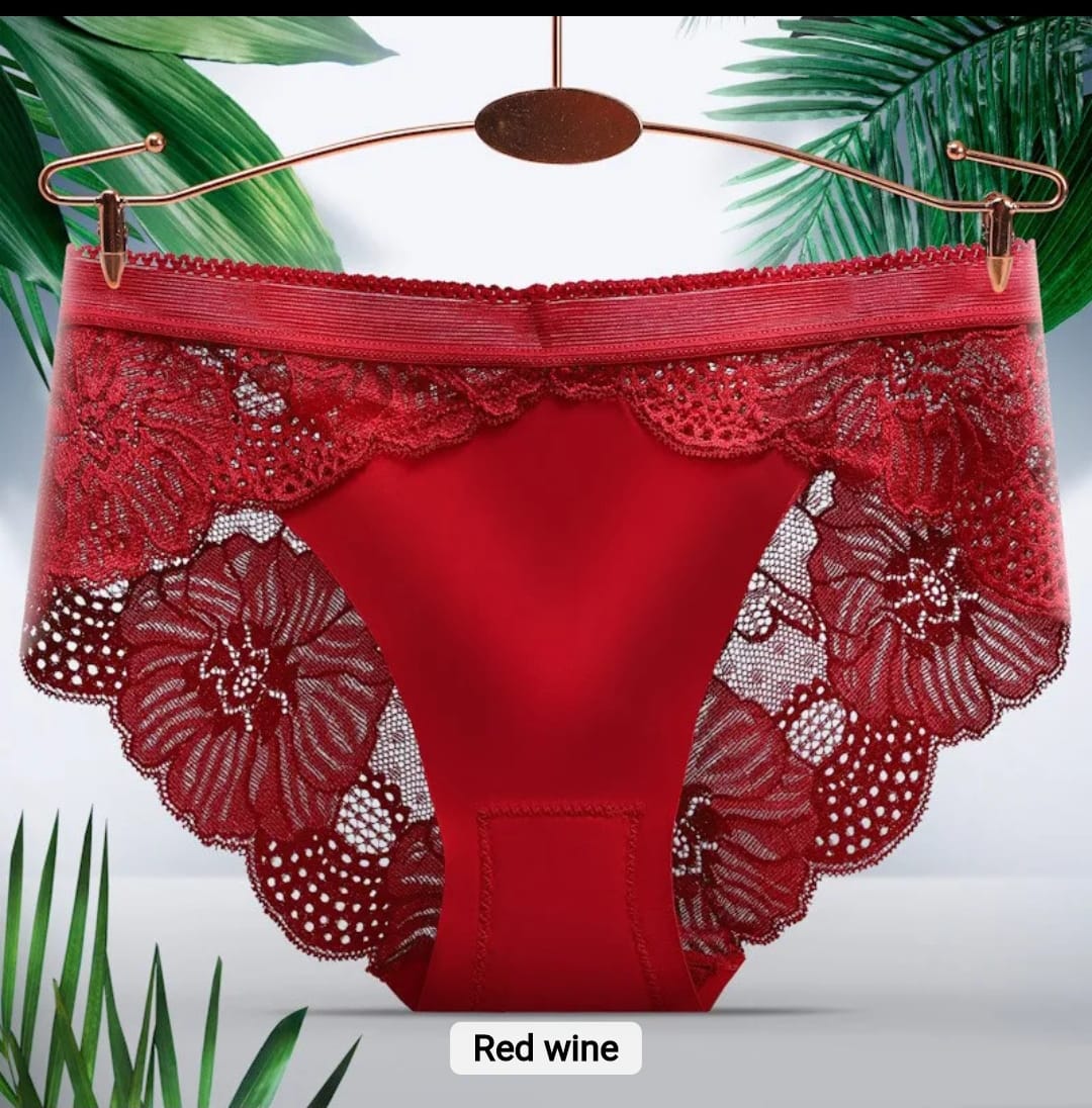 Women's Ice Silk Lace Panty, Free Size, Imported Embroidered Lace Material, Floral Pattern, Breathable | XXS - 28-30 Inches Waist
